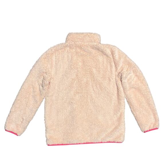 Vineyard Vines Girls Sherpa‎ Teddy Fleece Pullover Pink Size 16 Lg Quarter Snap - Picture 2 of 10